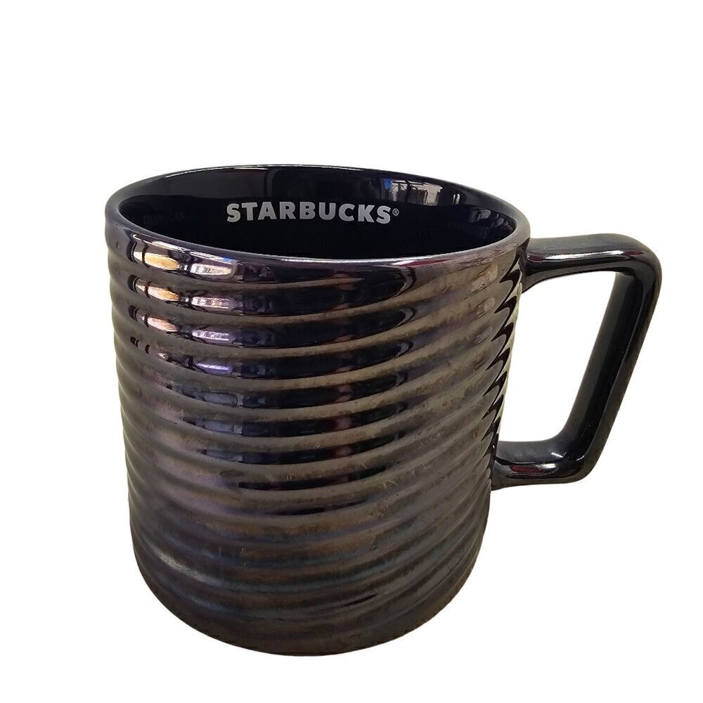 Starbucks Cobalt Luster Swirl Ceramic Coffee Mug 12 oz Capacity
